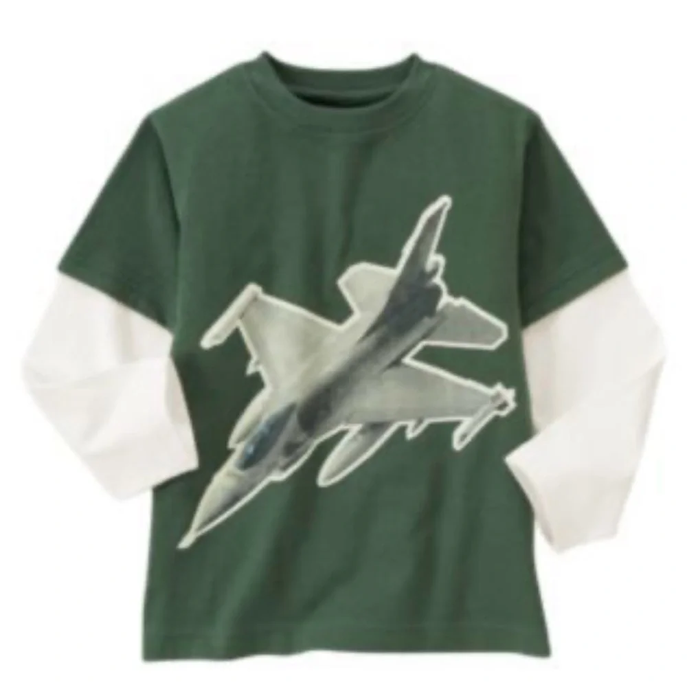 NWT GYMBOREE GRIZZLY LAKE GREEN LONG SLEEVE JET TEE‎ SIZE 12